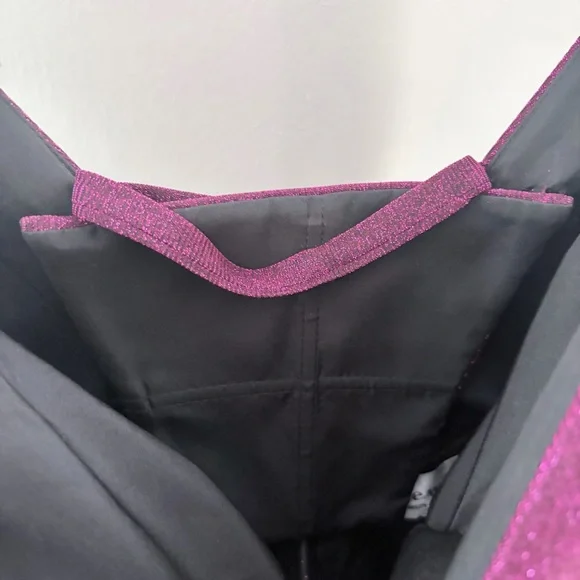 NWT Ellie Wilde Mon Cheri Fuchsia Metallic Shimmer Dress Lace Up Back Size 2 - Picture 6 of 9